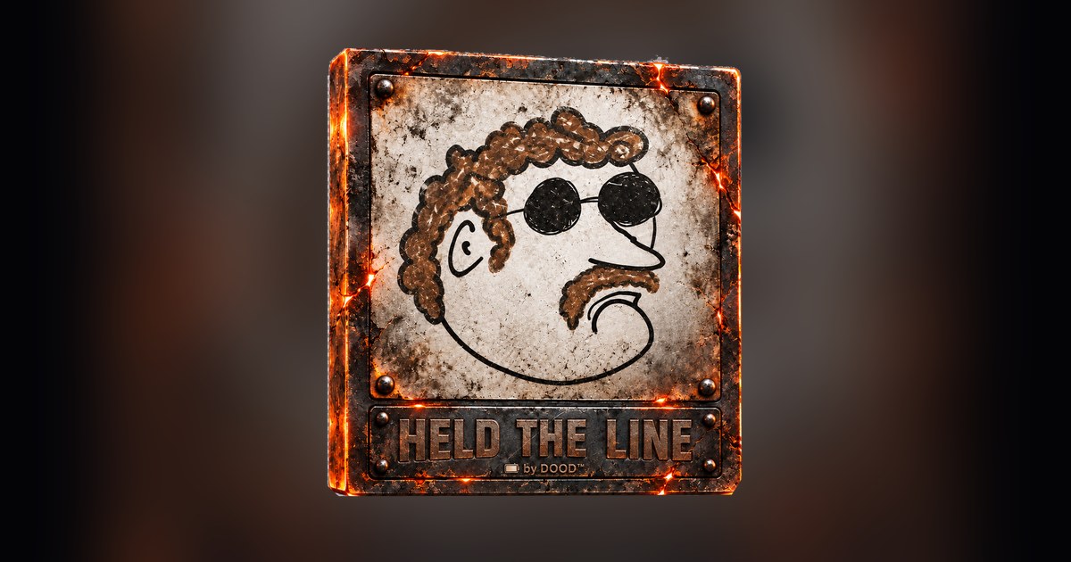 Held the Line: a scorched steel plate with Steve in shades